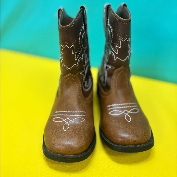Wonder Nation Brown Cowboy Boots Size 10T for Toddlers - Picture 3 of 7